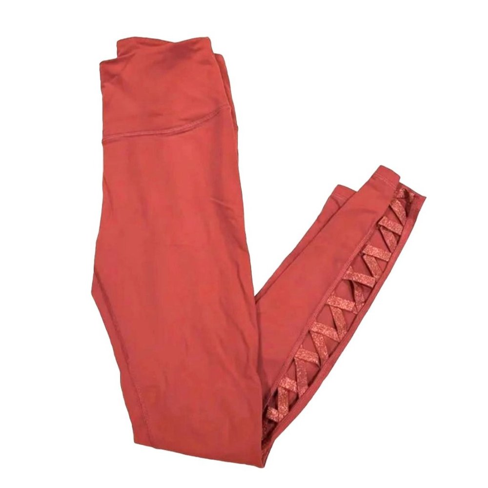 Victoria's Secret Rose Colored with Lattice Braiding Yoga Leggings Long NWOT